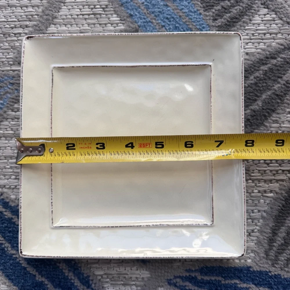 Pier 1 Imports Martillo Crème Brûlée Small Square Plate Set Distressed Off White